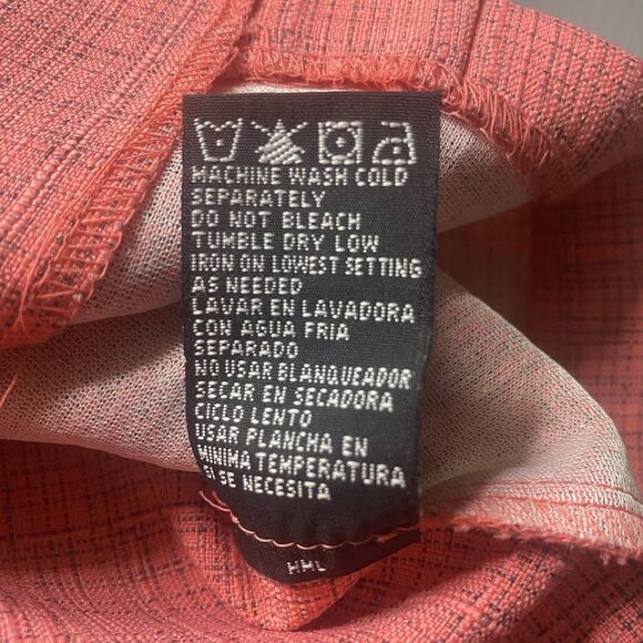 PERCEPTIONS PETITE Blouse Plaid Fitted Waist Tab Short Sleeve Womens 10P Peach - Picture 8 of 8